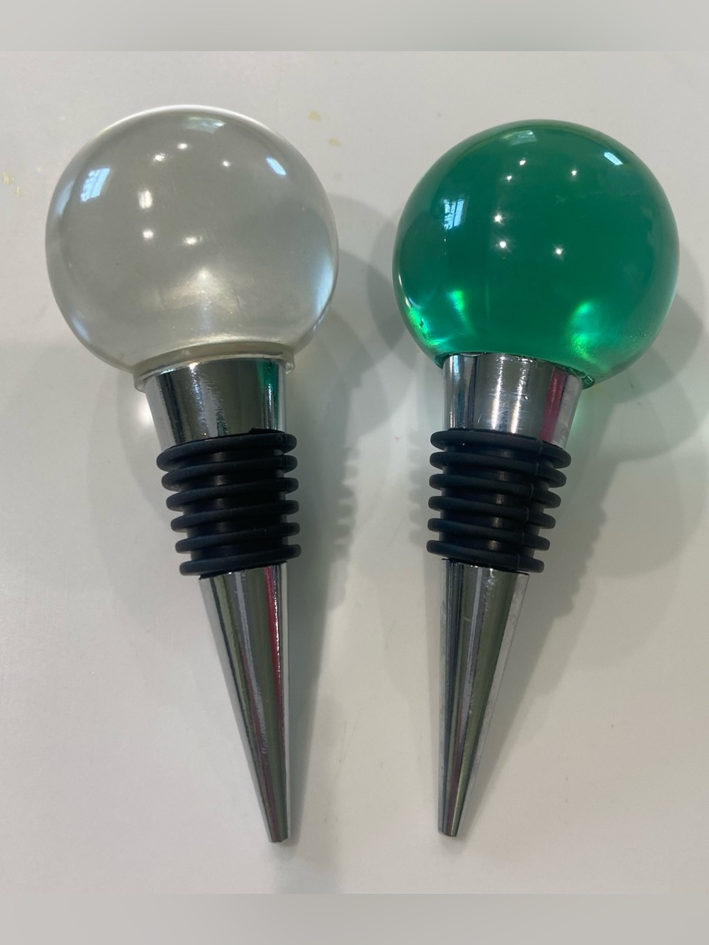 Set of 2  Custom Made Epoxy Resin Bottle Stoppers-New